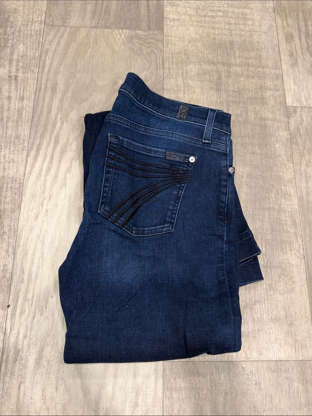 7 For All Mankind DOJO Women's Flare Jeans in Dark Blue Denim